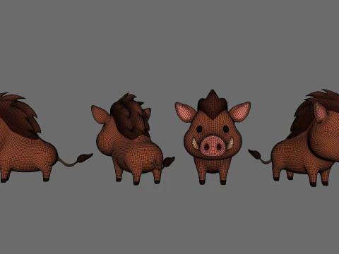 Cartoon Wild Boar v001 3D Model