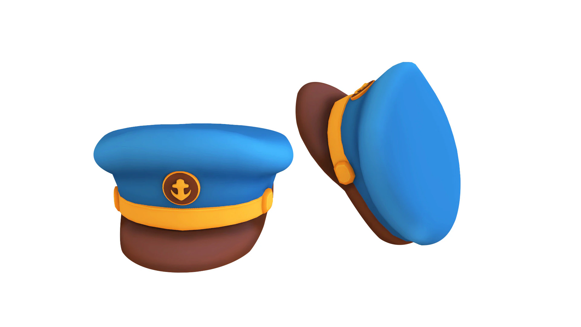 Captain Hat 002 3D Model .c4d .max .obj .3ds .fbx .stl .blend 