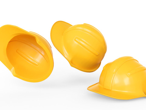 Worker Safety Helmet - Yellow Hard Hat for Construction 3Dモデル