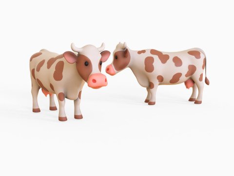 Cartoon Milk Cow 3Dモデル