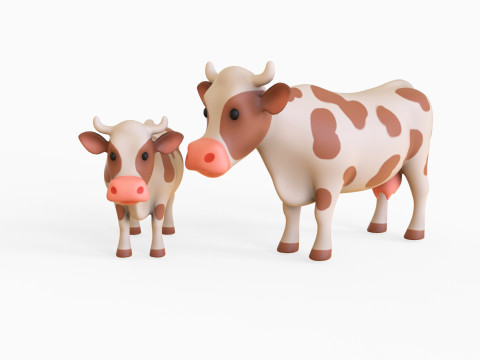 Cartoon Milk Cow 3Dモデル