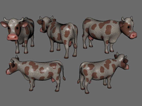 Cartoon Milk Cow 3Dモデル