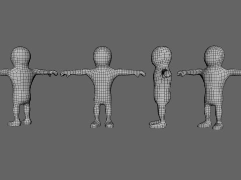 Stickman 01 Rigged Low Poly 3Dモデル