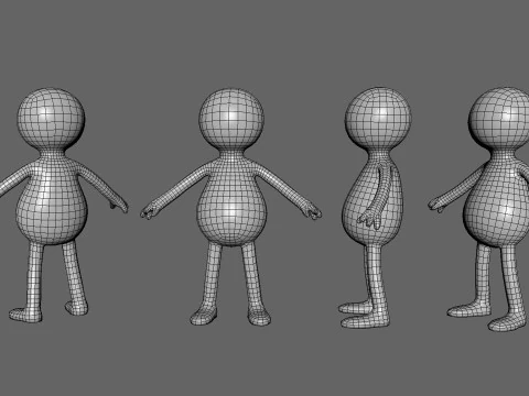 Stickman 02 リグ付きローポリ 3Dモデル