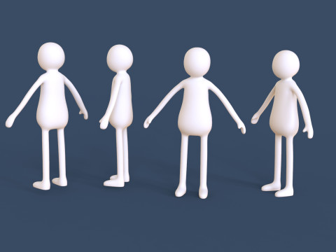Stickman 04 Rigged Low Poly 3D मॉडल