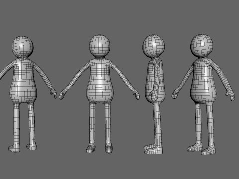 Stickman 04 Rigged Low Poly 3D मॉडल