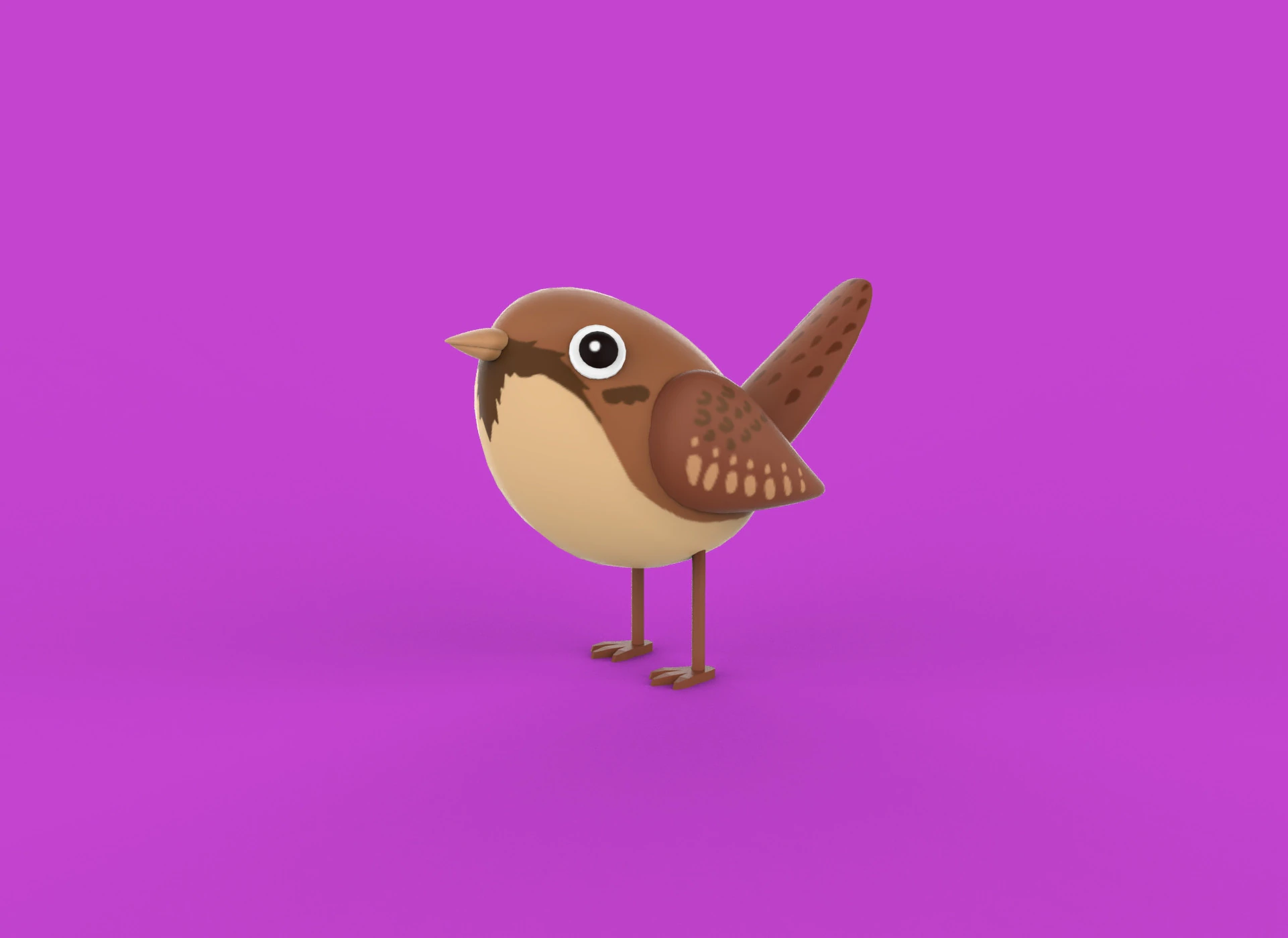 Stylized Cute - Sparrow Bird 3D Model .c4d .max .obj .3ds .fbx .stl .blend 