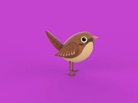 Stylized Cute - Sparrow Bird 3D Model