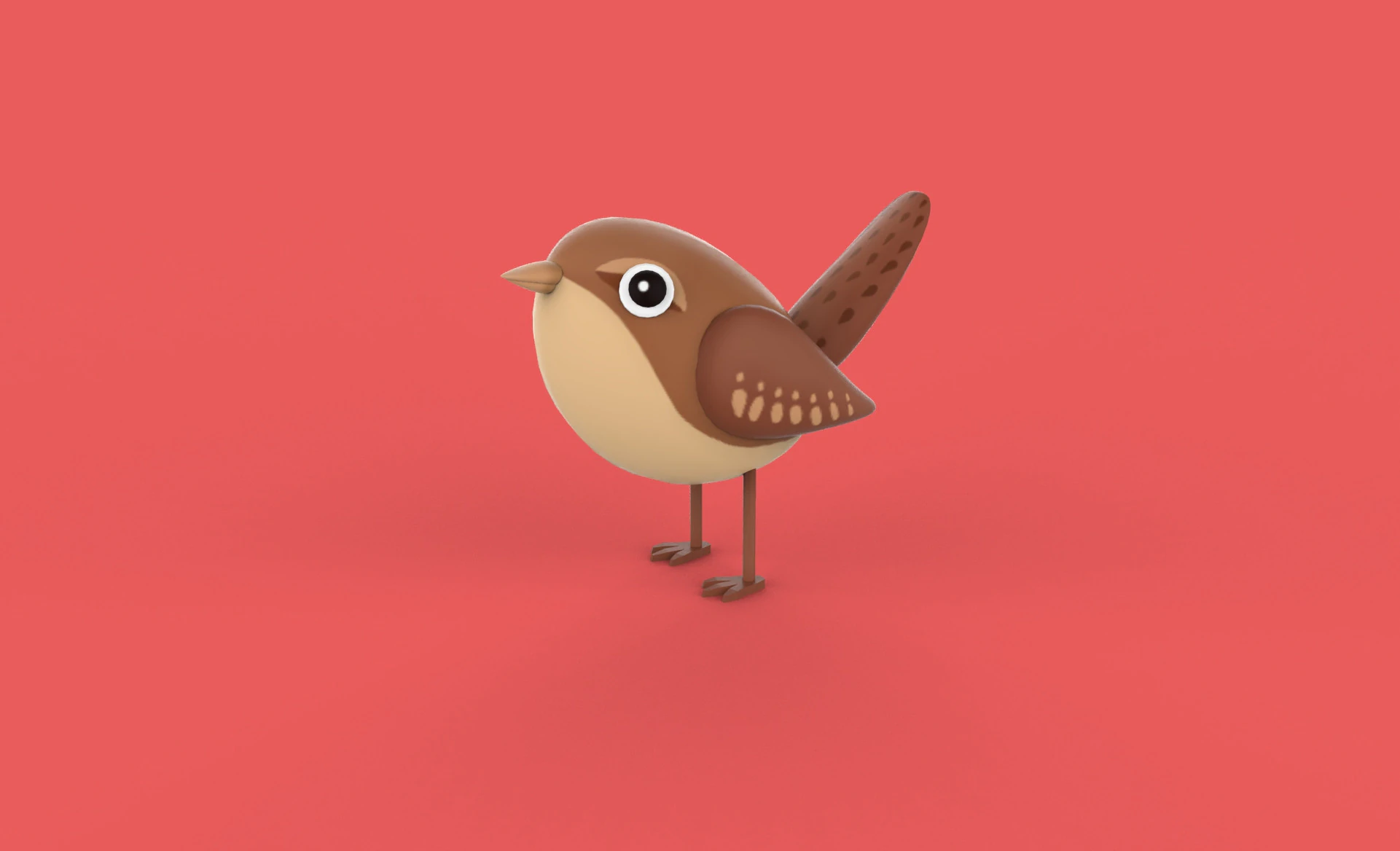 Stylized Cute - Wren Bird 3D Model .c4d .max .obj .3ds .fbx .stl .blend