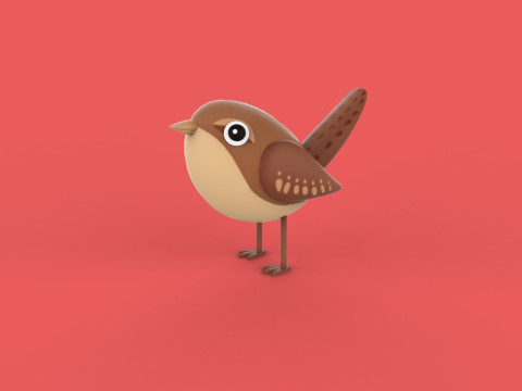 Stylized Cute - Wren Bird 3D Model