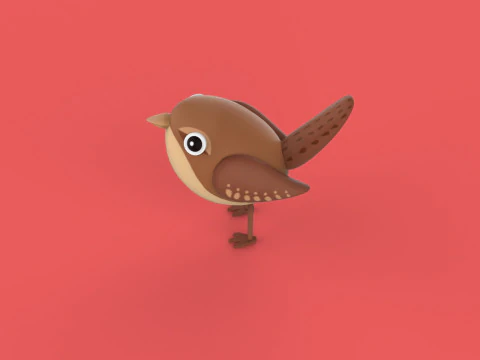 Stylized Cute - Wren Bird 3D Model