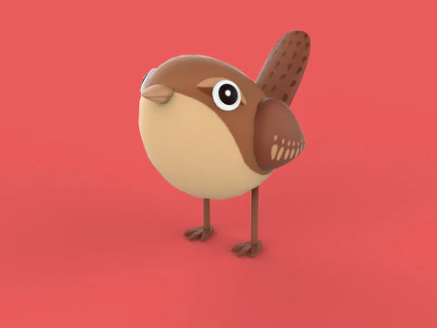 Stylized Cute - Wren Bird 3D Model