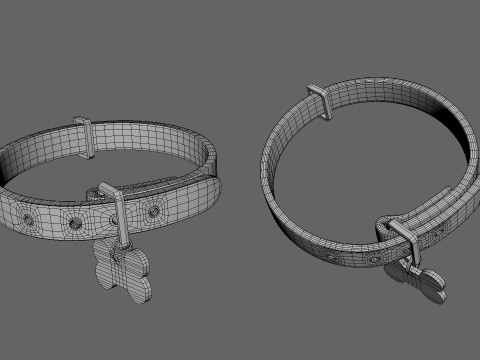 Cartoon Pet Collar v002 3D Model