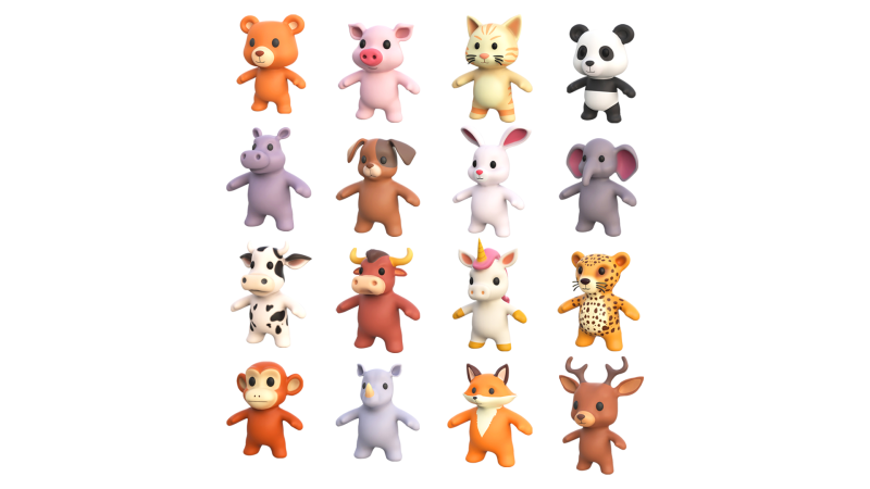Little Animal Baby Character Pack 01 3Dモデル .c4d .max .obj .3ds .fbx .stl .blend 