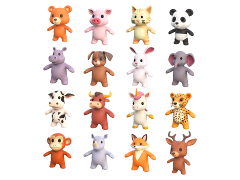 Little Animal Baby Character Pack 01 3Dモデル