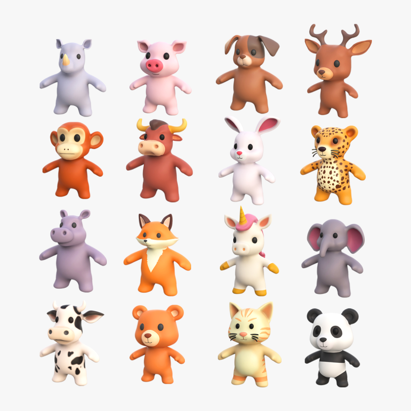Little Animal Baby Animated Pack 01 Modelo 3D .c4d .max .obj .3ds .fbx .stl .blend 