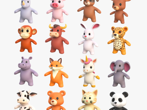 Little Animal Baby Animated Pack 01 3Dモデル