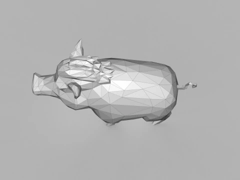 Yaban Domuzu D&uuml;ş&uuml;k Poli 3D Model