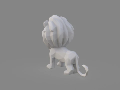 Leone basso poli Modello 3D