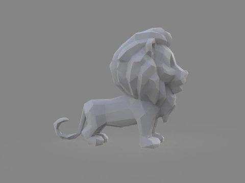 Leone basso poli Modello 3D