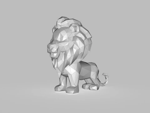 Leone basso poli Modello 3D