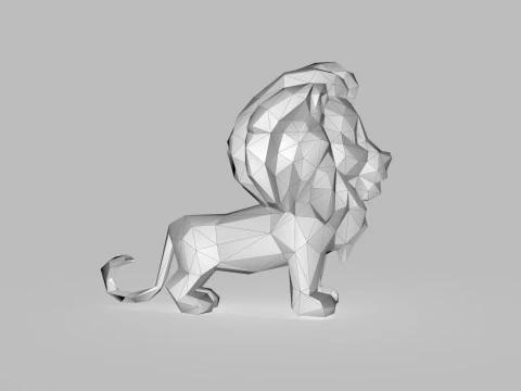 Leone basso poli Modello 3D