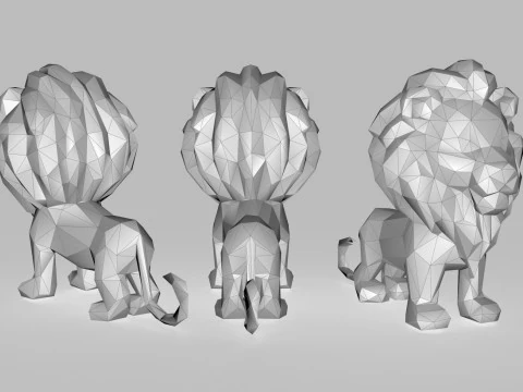 Leone basso poli Modello 3D