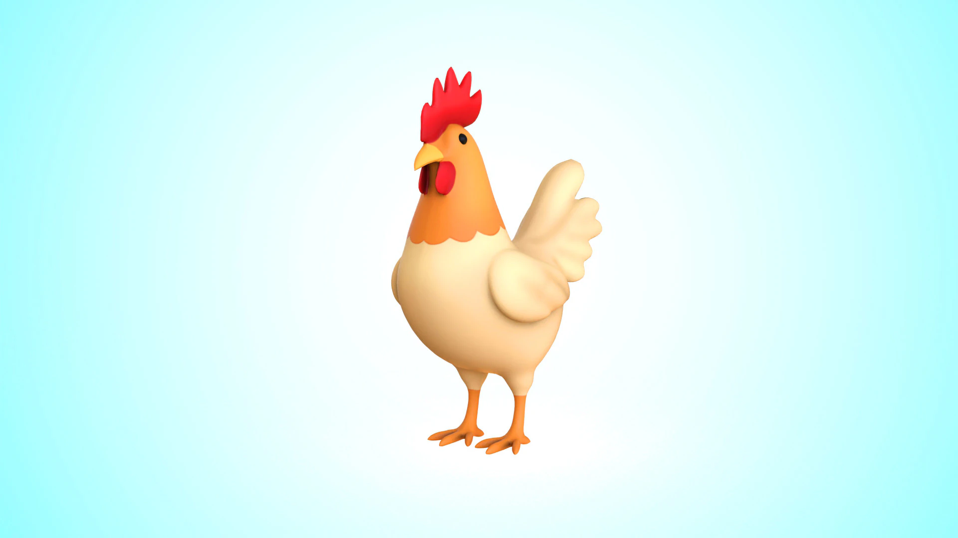 Cartoon Chicken Cute 01 3D Model .c4d .max .obj .3ds .fbx .stl .blend
