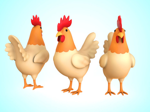 Cartoon Chicken Cute 01 Modelo 3D
