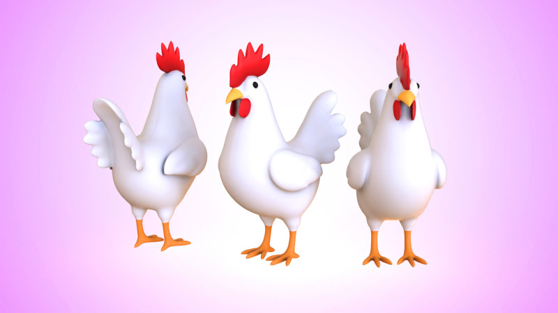 Cartoon Chicken Cute 02 Model 3D .c4d .max .obj .3ds .fbx .stl .blend 