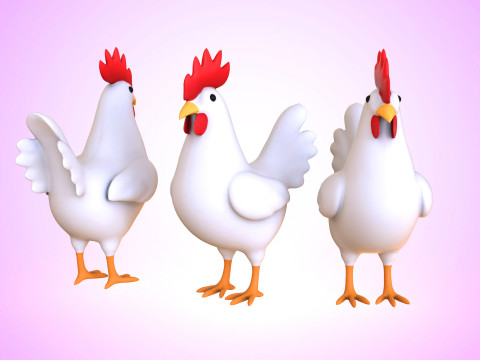 Cartoon Chicken Cute 02 3D Model