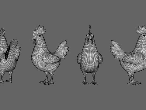 Cartoon Chicken Cute 02 Model 3D
