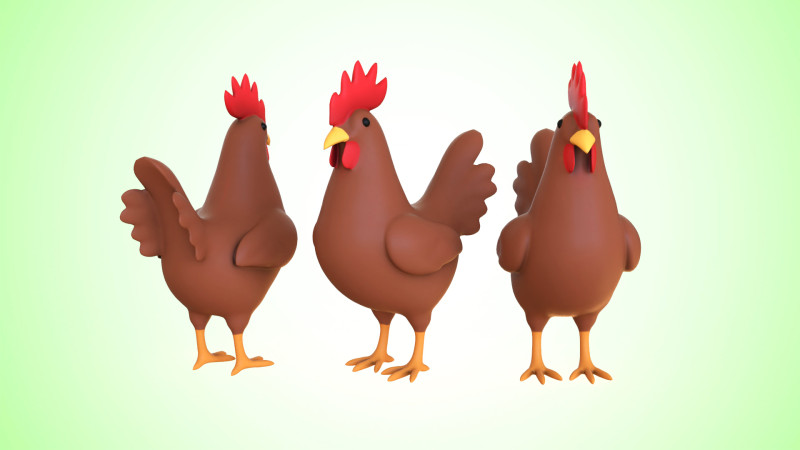 Cartoon Chicken Cute 03 Modelo 3D .c4d .max .obj .3ds .fbx .stl .blend 