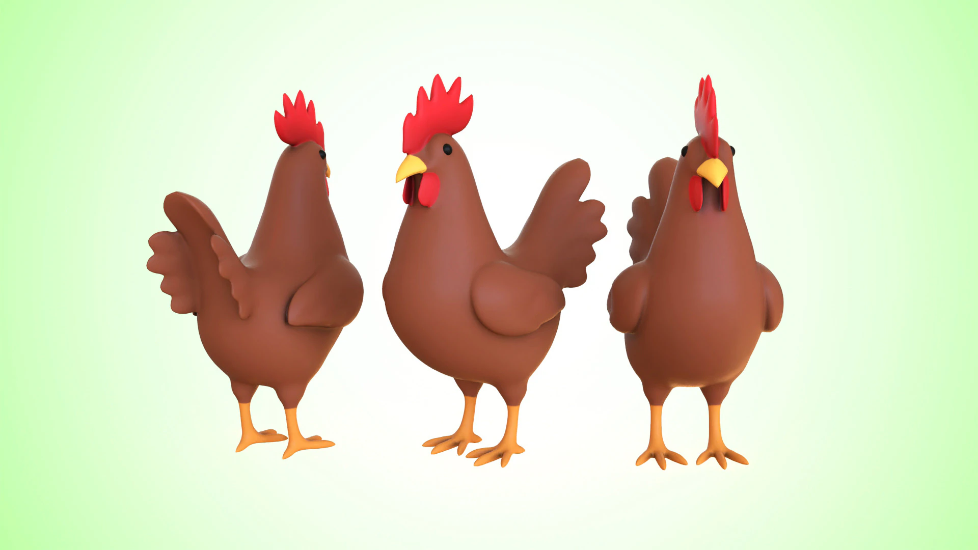 Cartoon Chicken Cute 03 3D Model .c4d .max .obj .3ds .fbx .stl .blend 