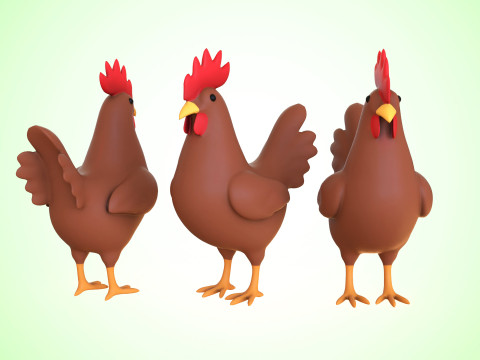 Cartoon Chicken Cute 03 3D Model