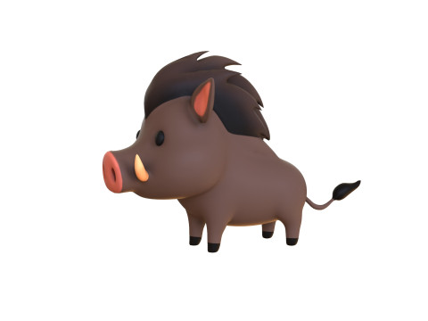 Cartoon Wild Boar Animal 02 3D-Modell