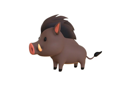 Cartoon Wild Boar Animal 02 3D Model