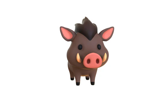 Cartoon Wild Boar Animal 02 3D Model