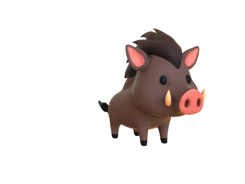 Cartoon Wild Boar Animal 02 3D-Modell