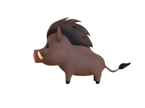 Cartoon Wild Boar Animal 02 3D Model