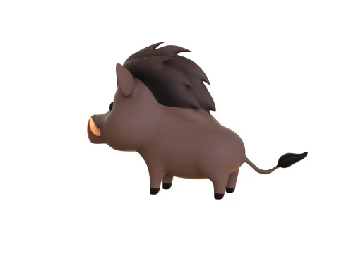 Cartoon Wild Boar Animal 02 3D Model