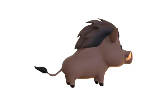Cartoon Wild Boar Animal 02 3D Model