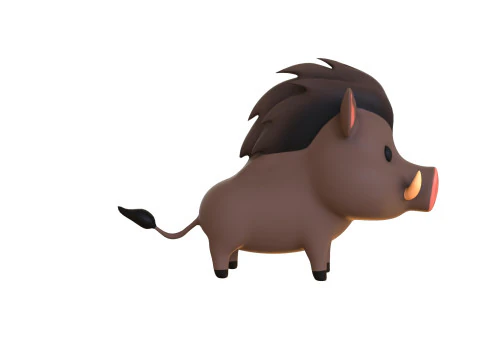 Cartoon Wild Boar Animal 02 3D Model