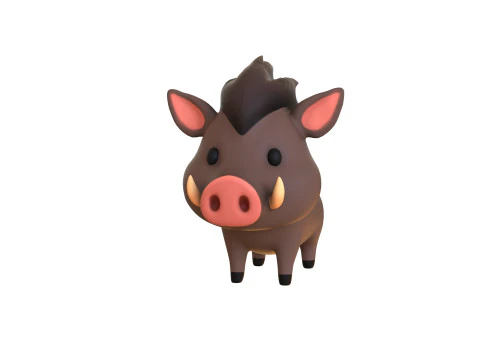 Cartoon Wild Boar Animal 02 3D Model