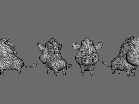 Cartoon Wild Boar Animal 02 3D-Modell