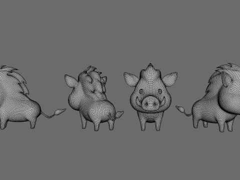 Cartoon Wild Boar Animal 02 3D Model