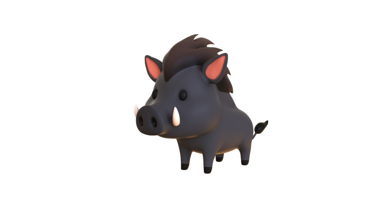 Cartoon Wild Boar Animal 03 3D Model .c4d .max .obj .3ds .fbx .stl .blend 
