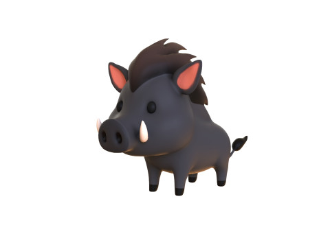 Cartoon Wild Boar Animal 03 3D Model
