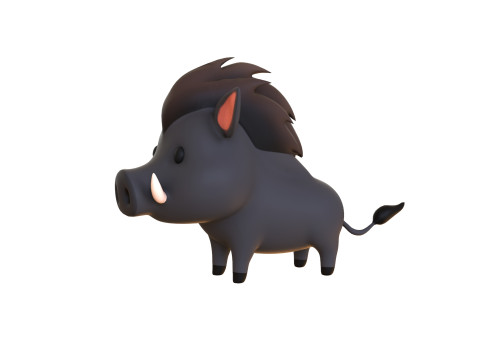 Cartoon Wild Boar Animal 03 3D Model