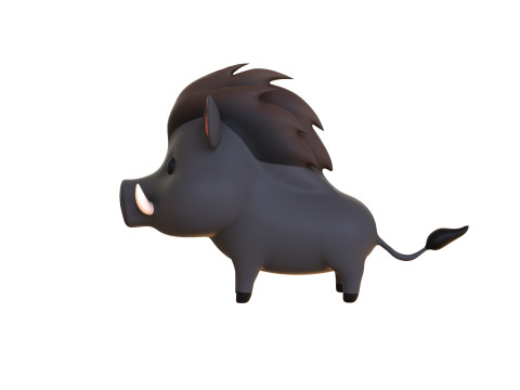 Cartoon Wild Boar Animal 03 3D Model